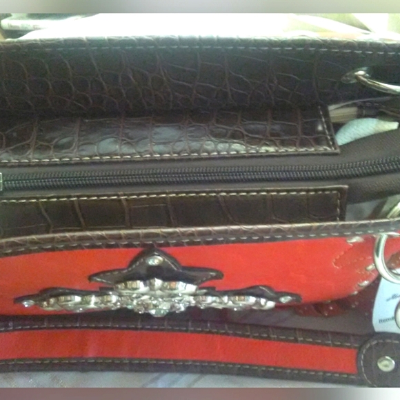 BNWT GORGEOUS HERITAGE WEST PURSE TANGERINE COLOR W/ FRINGE SILVER METALS - Picture 10 of 12